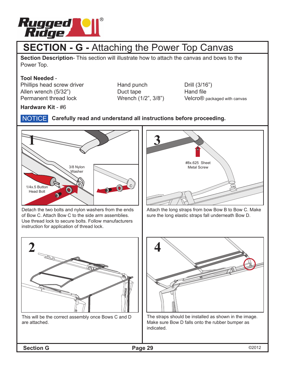 Rugged Ridge PowerTop Kit, 07-14 Jeep Wrangler Unlimited (JK), Black User Manual | Page 31 / 46