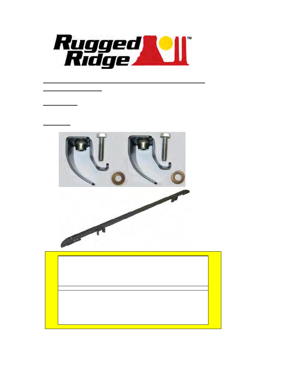 Rugged Ridge Windshield Channel, No Drill, 97-06 Jeep Wrangler User Manual | 3 pages