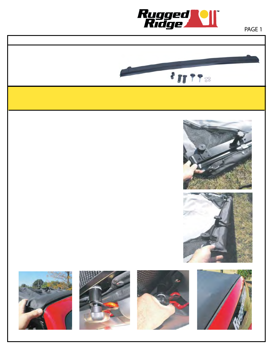 Rugged Ridge Front Windshield Header, Aluminum, 07-14 Jeep Wrangler User Manual | 1 page