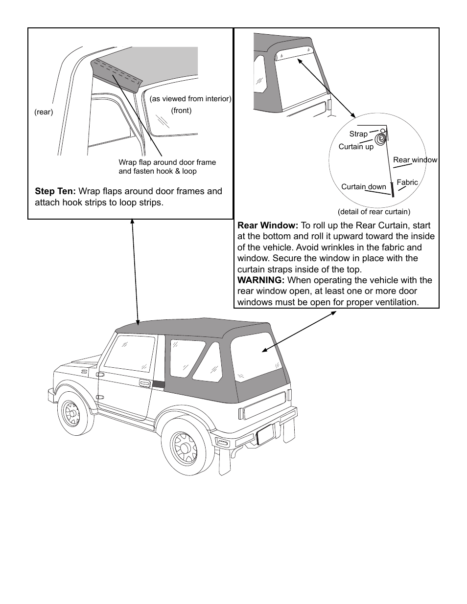 Rugged Ridge XHD Soft Top, Black Denim, Clear Windows, 81-98 Suzuki Samurais User Manual | Page 4 / 5