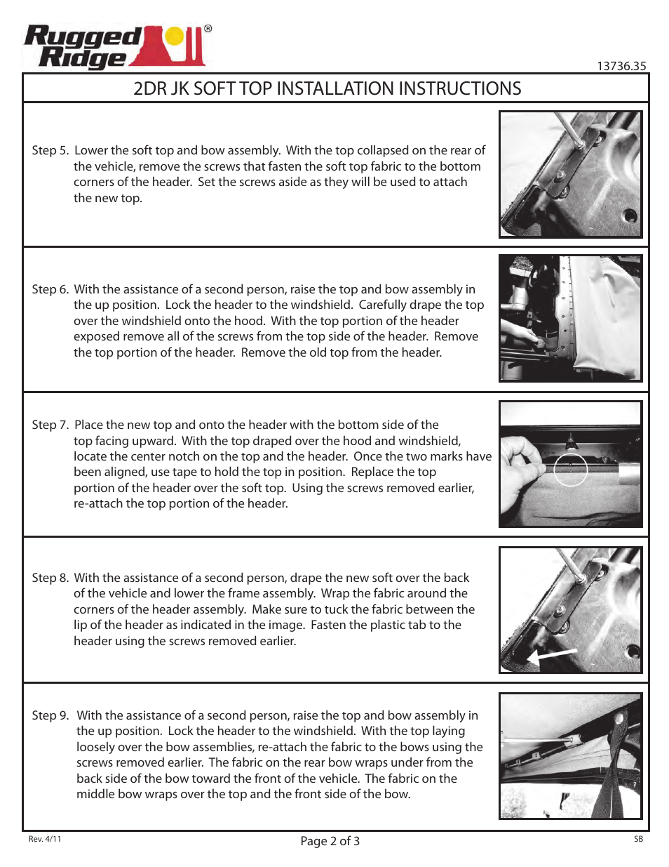 2dr jk soft top installation instructions | Rugged Ridge XHD Replacement Top, Black Diamond, 07-09 Jeep Wrangler (JK) User Manual | Page 2 / 3