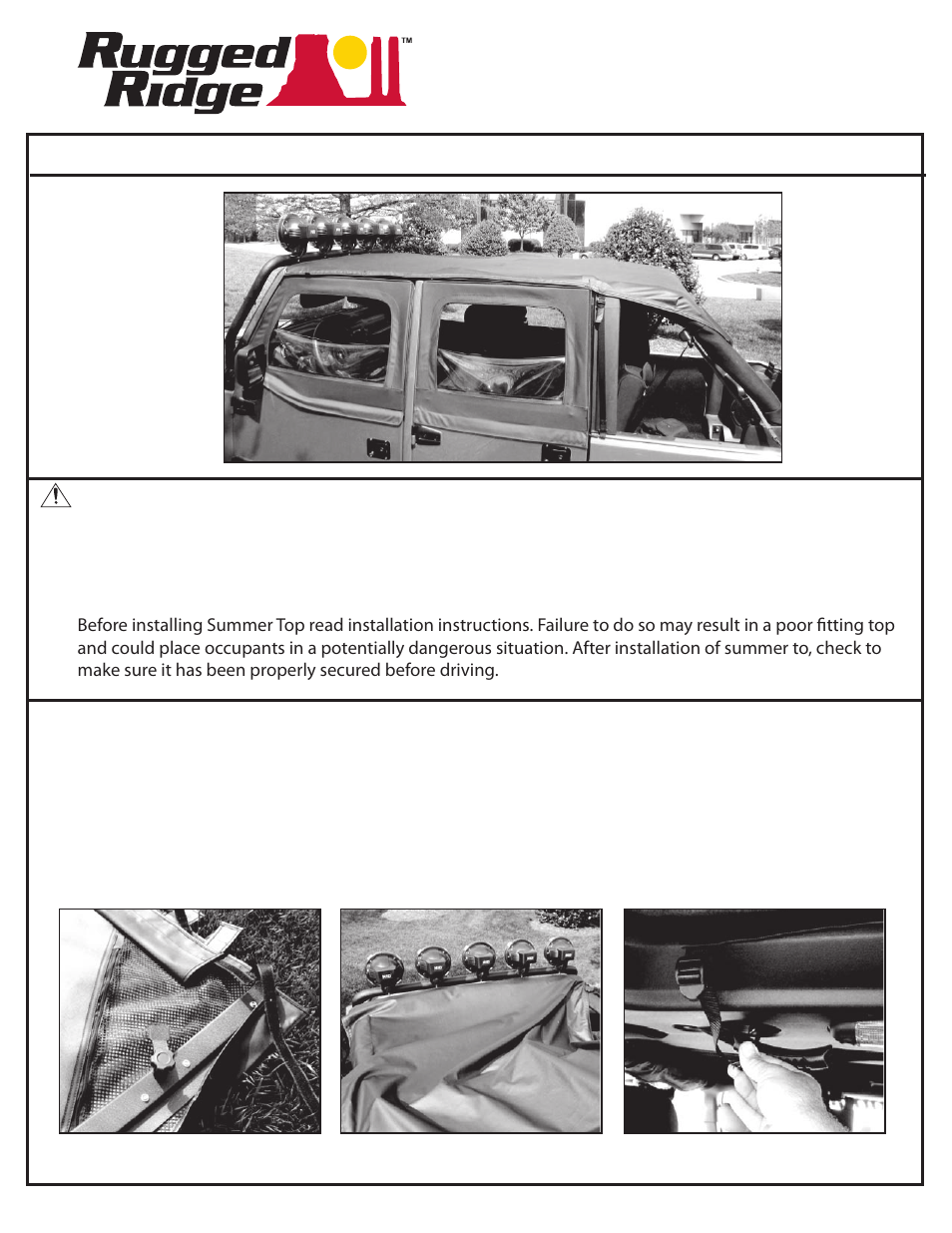 Rugged Ridge Pocket Island Topper, Black, 10-14 Jeep Wrangler Unlimited (JK) User Manual | 3 pages