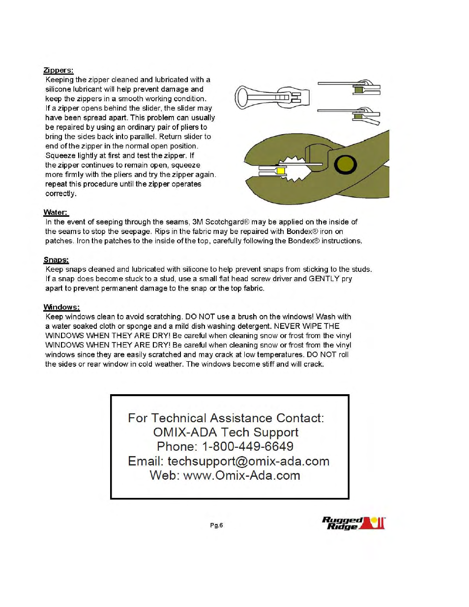 Rugged Ridge XHD Soft Top, Charcoal, Clear Windows, 88-95 Jeep Wrangler (YJ) User Manual | Page 6 / 6