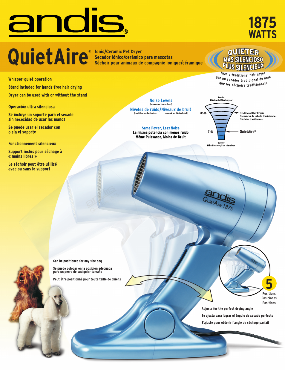 Andis Company QuietAire User Manual | 2 pages
