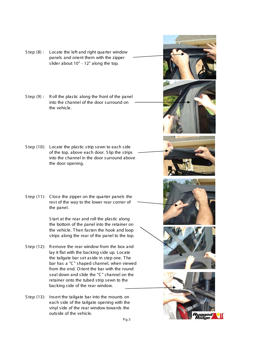 Rugged Ridge XHD Soft Top, Black Diamond, Clear Windows, 97-06 Jeep Wrangler (TJ) User Manual | Page 5 / 7