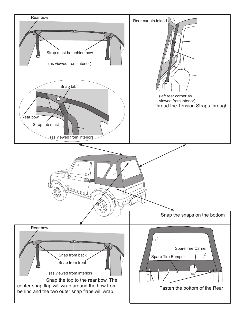 Rugged Ridge Replacement Soft Top, Black Denim, Clear Windows, Suzuki Samurai User Manual | Page 3 / 5