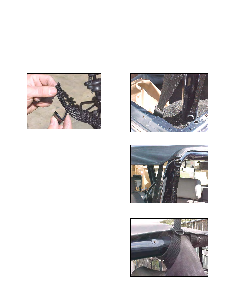 Option 1 (with j-clip) | Rugged Ridge Header Roll Bar Top, Black Denim, 97-06 Jeep Wrangler (TJ) User Manual | Page 3 / 4