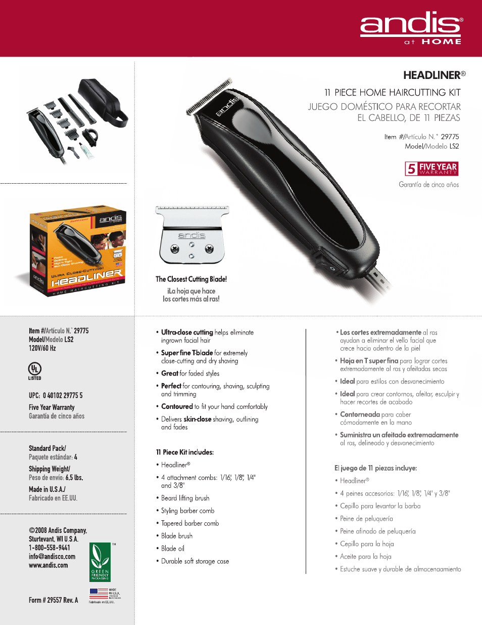 Andis Company LS2 User Manual | 1 page