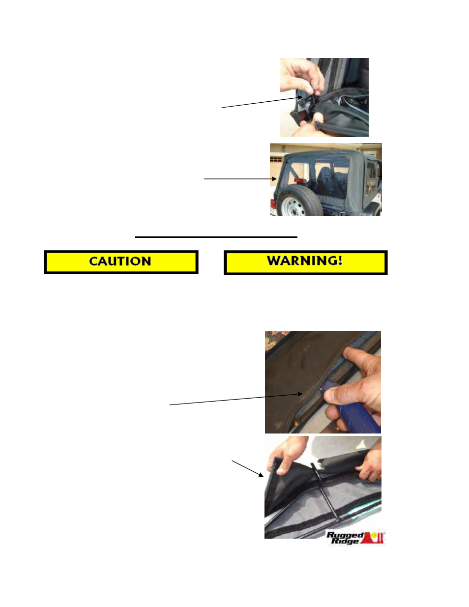 Installing the new door covers | Rugged Ridge Soft Top, Door Skins, Dark Tan, Tinted Windows, 97-02 Wrangler (TJ) User Manual | Page 6 / 8