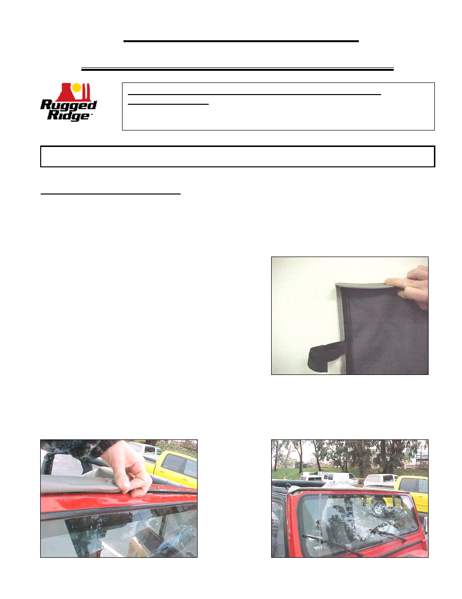 Rugged Ridge Roll Bar Top, Spice, 92-95 Jeep Wrangler (YJ) User Manual | 3 pages