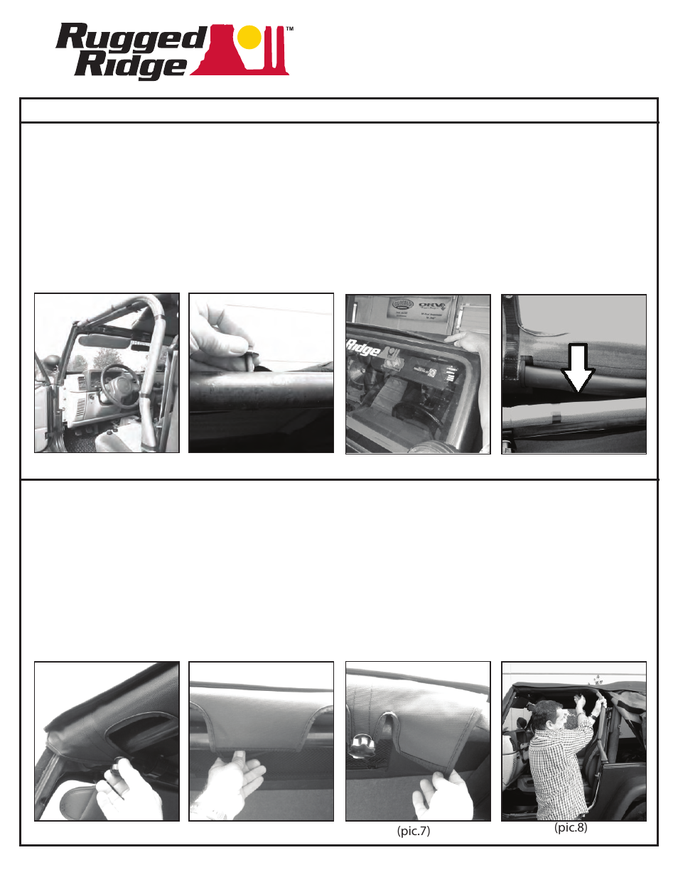 Rugged Ridge Sailcloth Bowless XHD Soft Top, Black, 97-06 Jeep Wrangler (TJ) User Manual | Page 2 / 7