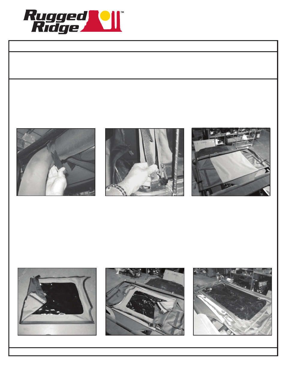 Rugged Ridge Sailcloth Bowless XHD Soft Top, Black, 97-06 Jeep Wrangler (TJ) User Manual | Page 6 / 7