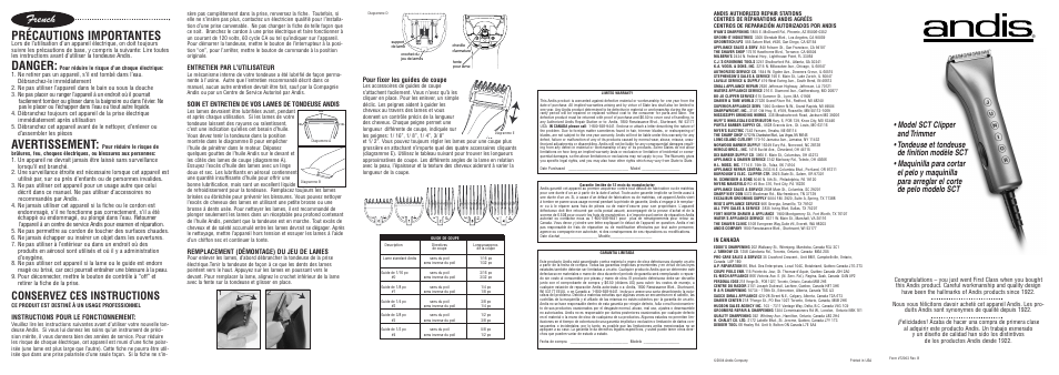 Andis Company Men's Shaver User Manual | 2 pages