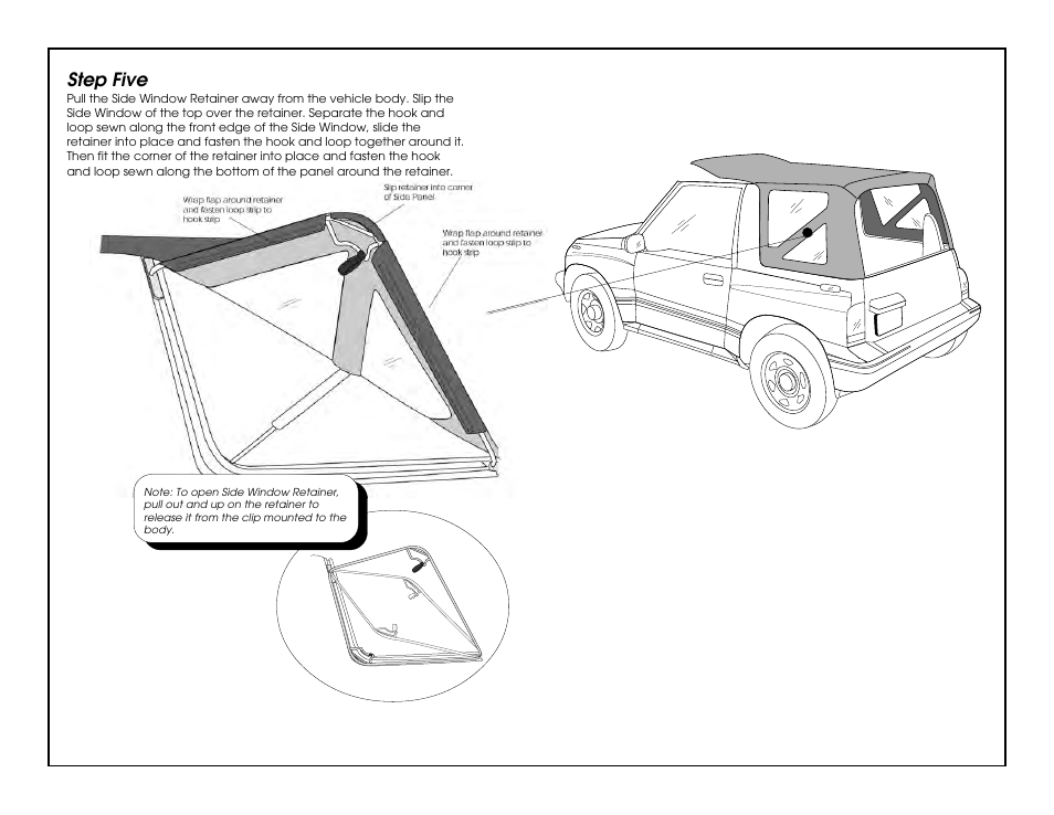 Step five | Rugged Ridge Soft Top, White Denim, Clear Windows, 88-94 Suzuki Sidekicks User Manual | Page 4 / 8