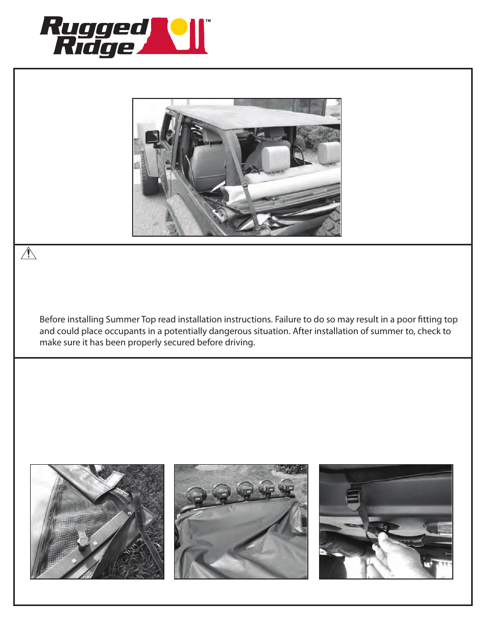 Rugged Ridge Mesh Summer Brief, 10-14 Jeep Wrangler (JK) User Manual | 3 pages