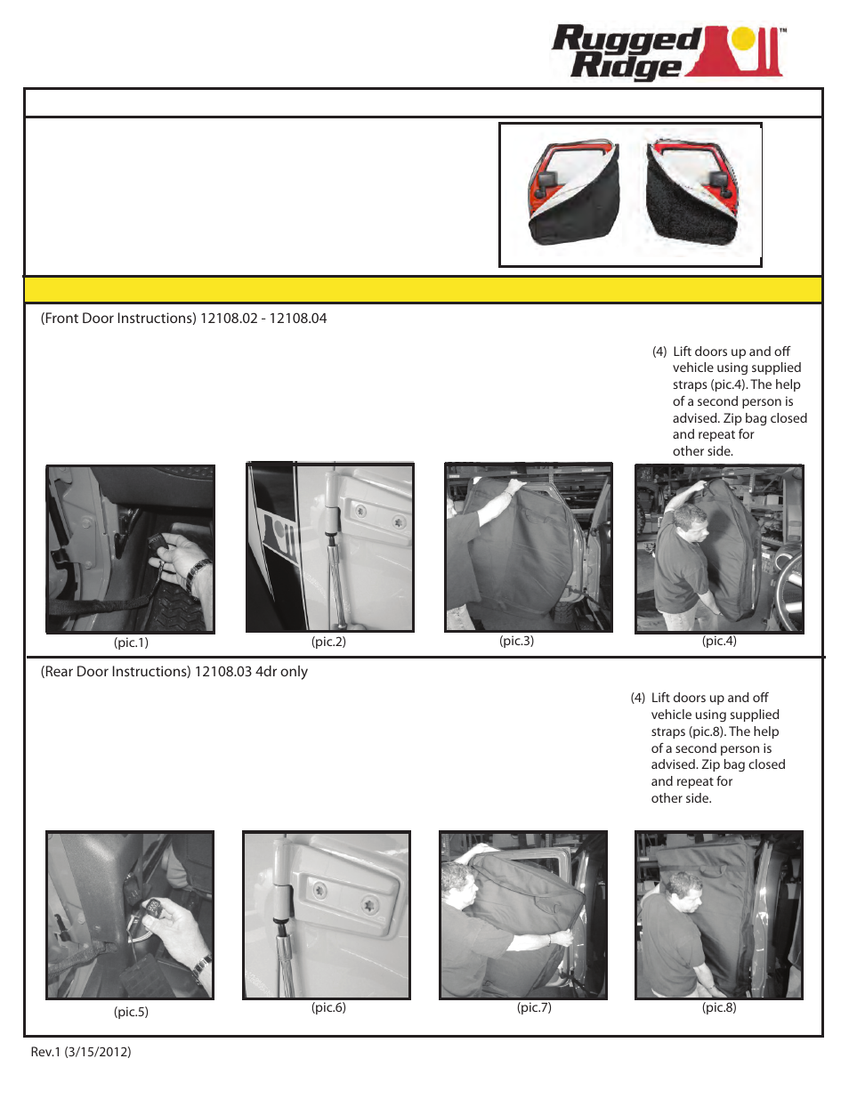 Rugged Ridge Rear Door Storage Bag Kit, 07-14 Jeep Wrangler User Manual | 1 page