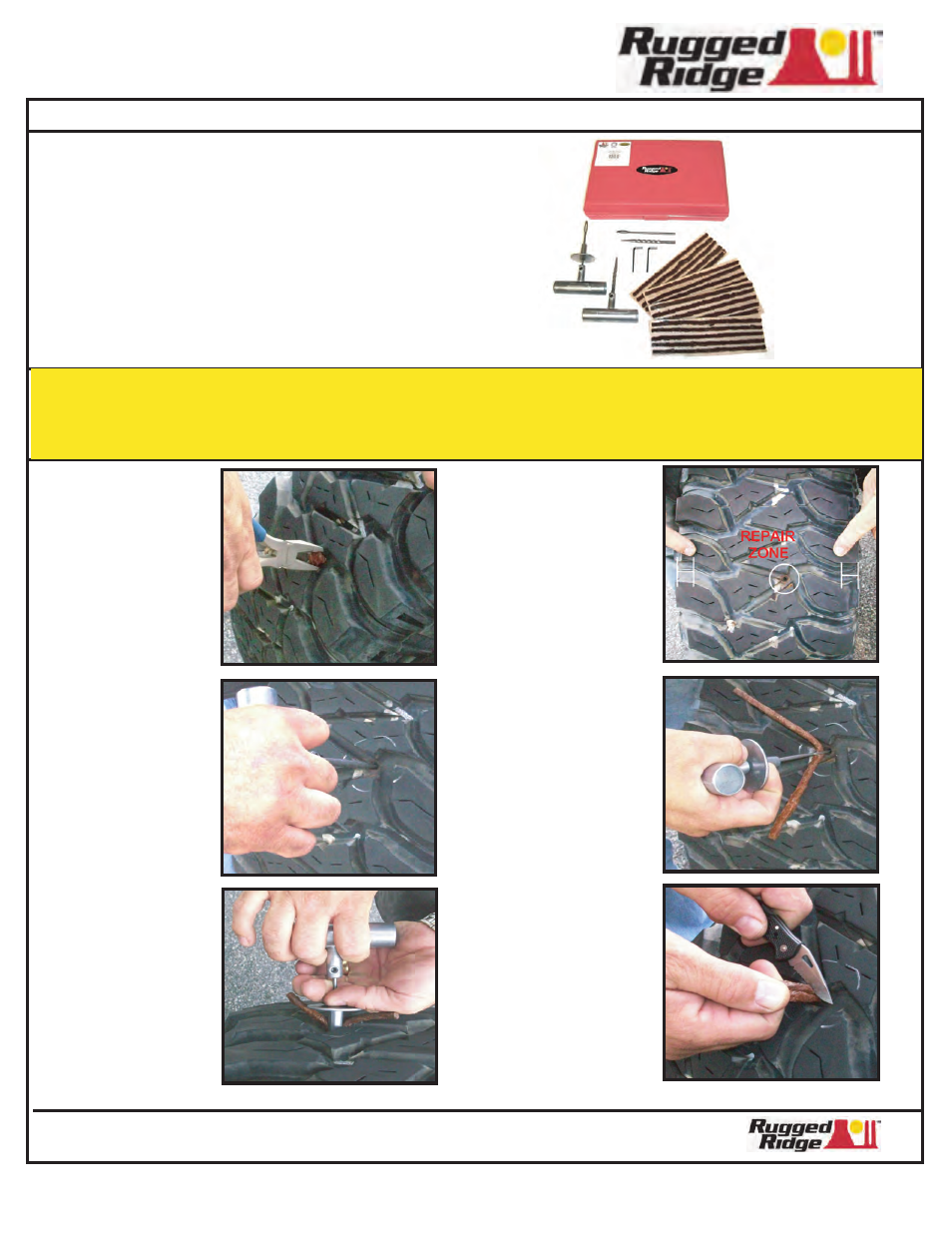 Rugged Ridge Tire Plug Repair Kit for Off-road User Manual | 1 page
