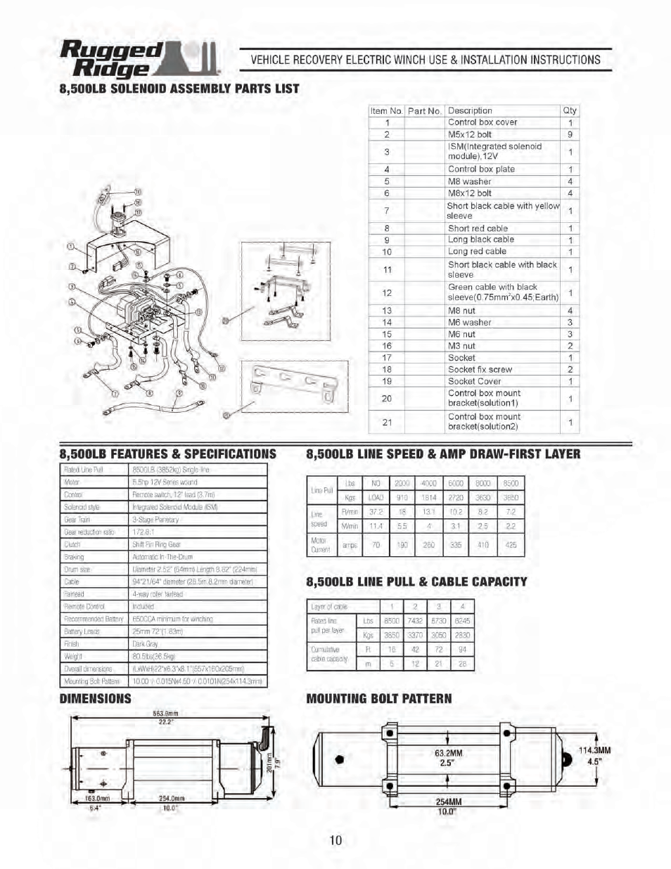 Rugged Ridge Heavy Duty 8,500 lbs, Off Road Winch User Manual | Page 10 / 14