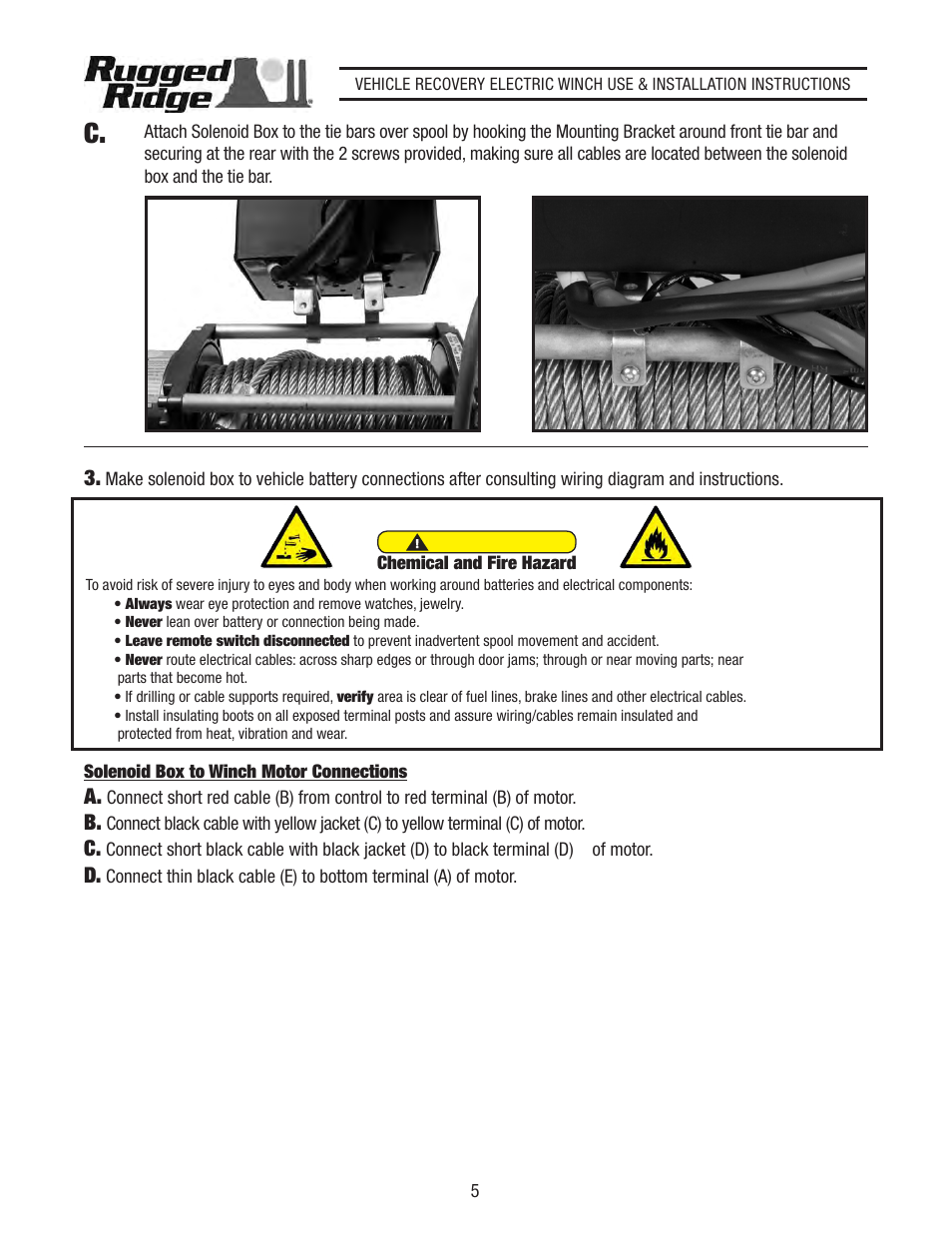 Rugged Ridge Heavy Duty 8,500 lbs, Off Road Winch User Manual | Page 5 / 14