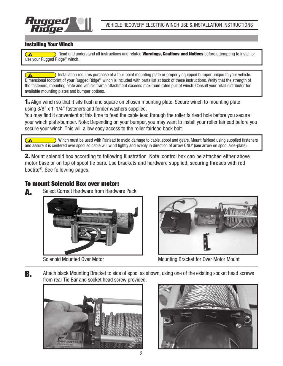 Rugged Ridge Performance 8,500 lbs Off Road Winch User Manual | Page 3 / 14