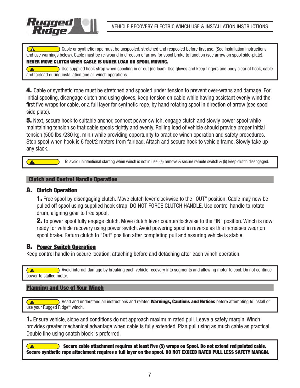 Rugged Ridge Performance 8,500 lbs Off Road Winch User Manual | Page 7 / 14