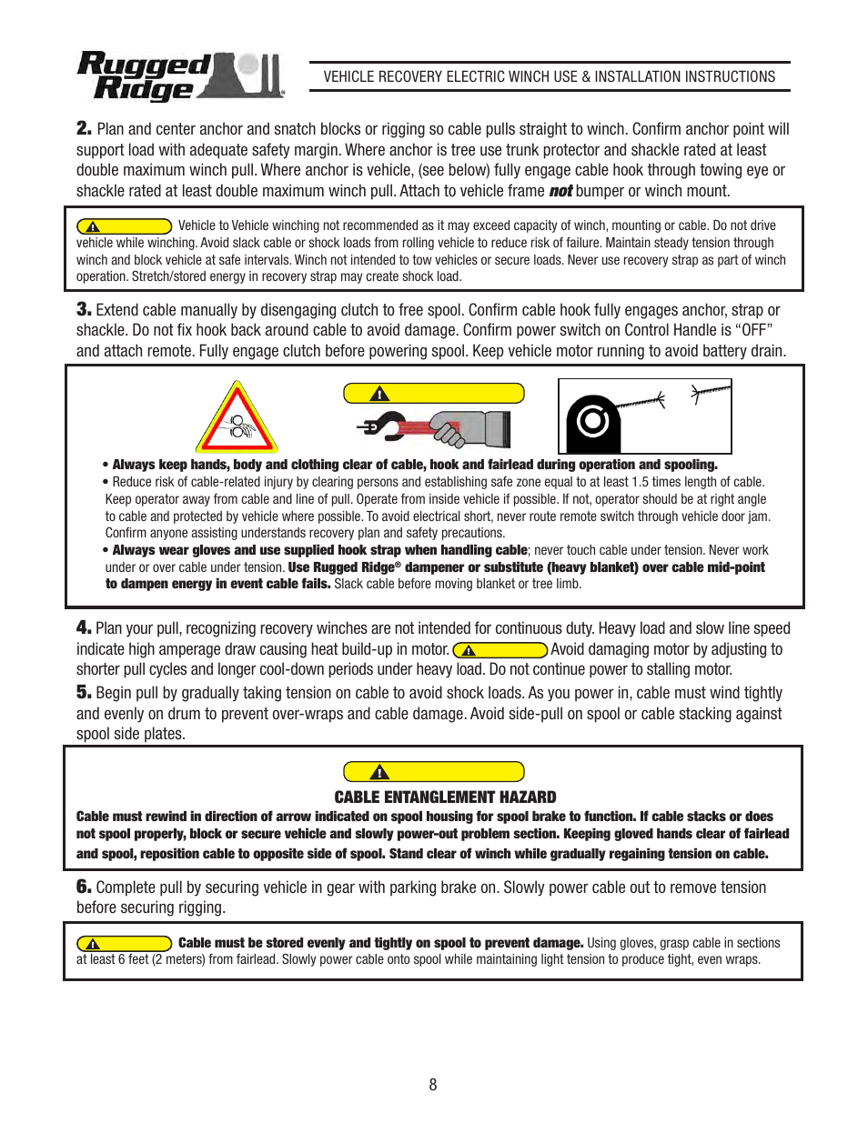 Rugged Ridge Performance 8,500 lbs Off Road Winch User Manual | Page 8 / 14