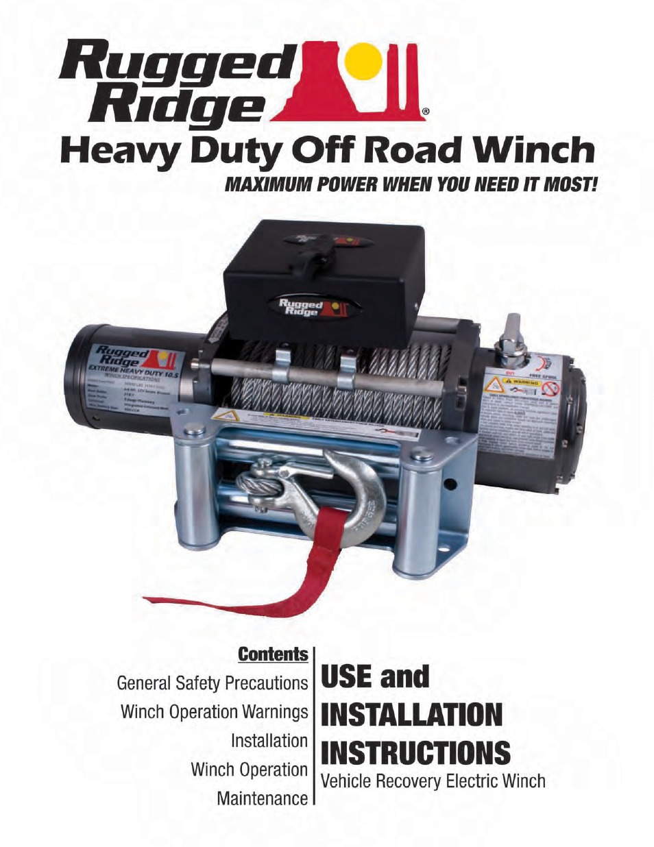 Rugged Ridge Heavy Duty 10,500 lbs Off Road Winch User Manual | 14 pages
