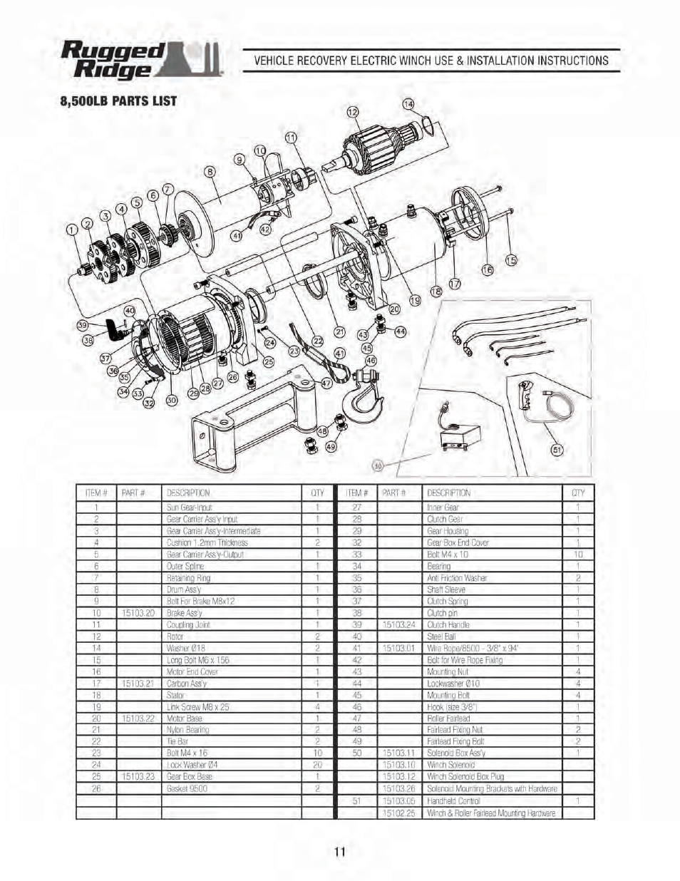 Rugged Ridge Performance 10,500 lbs Off Road Winch User Manual | Page 11 / 14