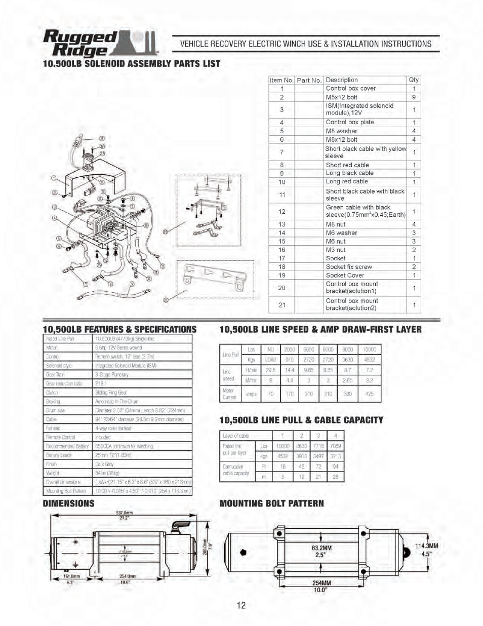 Rugged Ridge Performance 10,500 lbs Off Road Winch User Manual | Page 12 / 14
