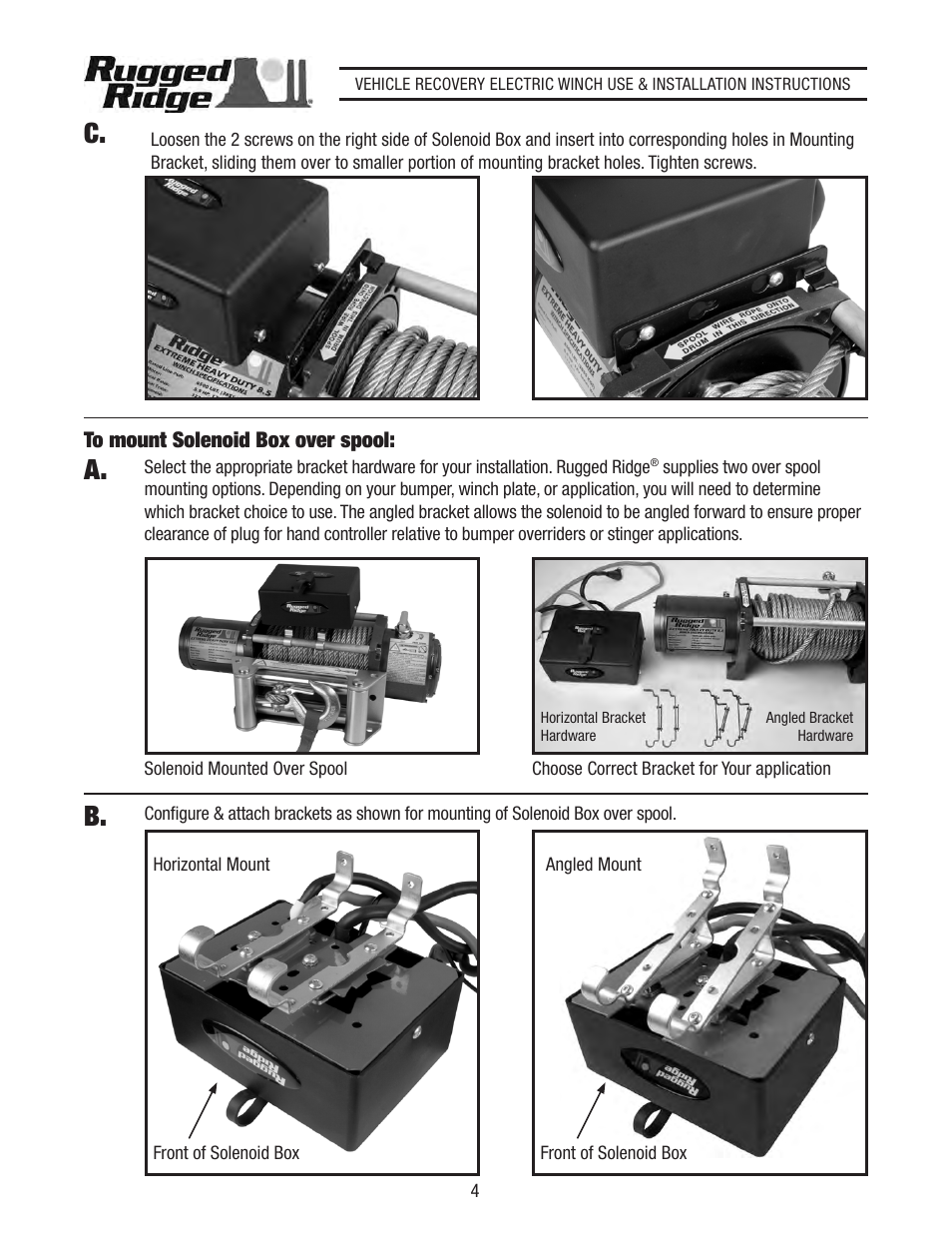 C. a | Rugged Ridge Performance 10,500 lbs Off Road Winch User Manual | Page 4 / 14