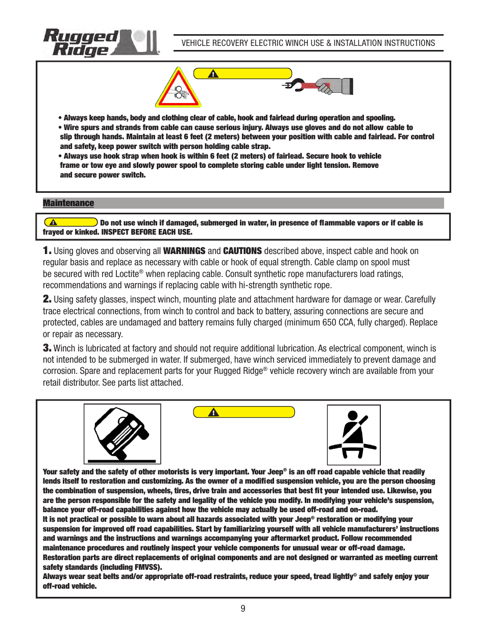 Rugged Ridge Performance 10,500 lbs Off Road Winch User Manual | Page 9 / 14
