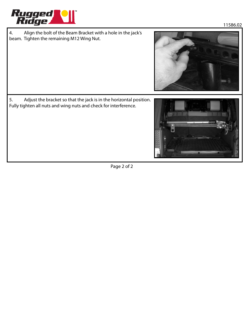 Rugged Ridge Offroad Jack Roll Bar Mounting Bracket, 92-14 Jeep Wrangler User Manual | Page 2 / 2