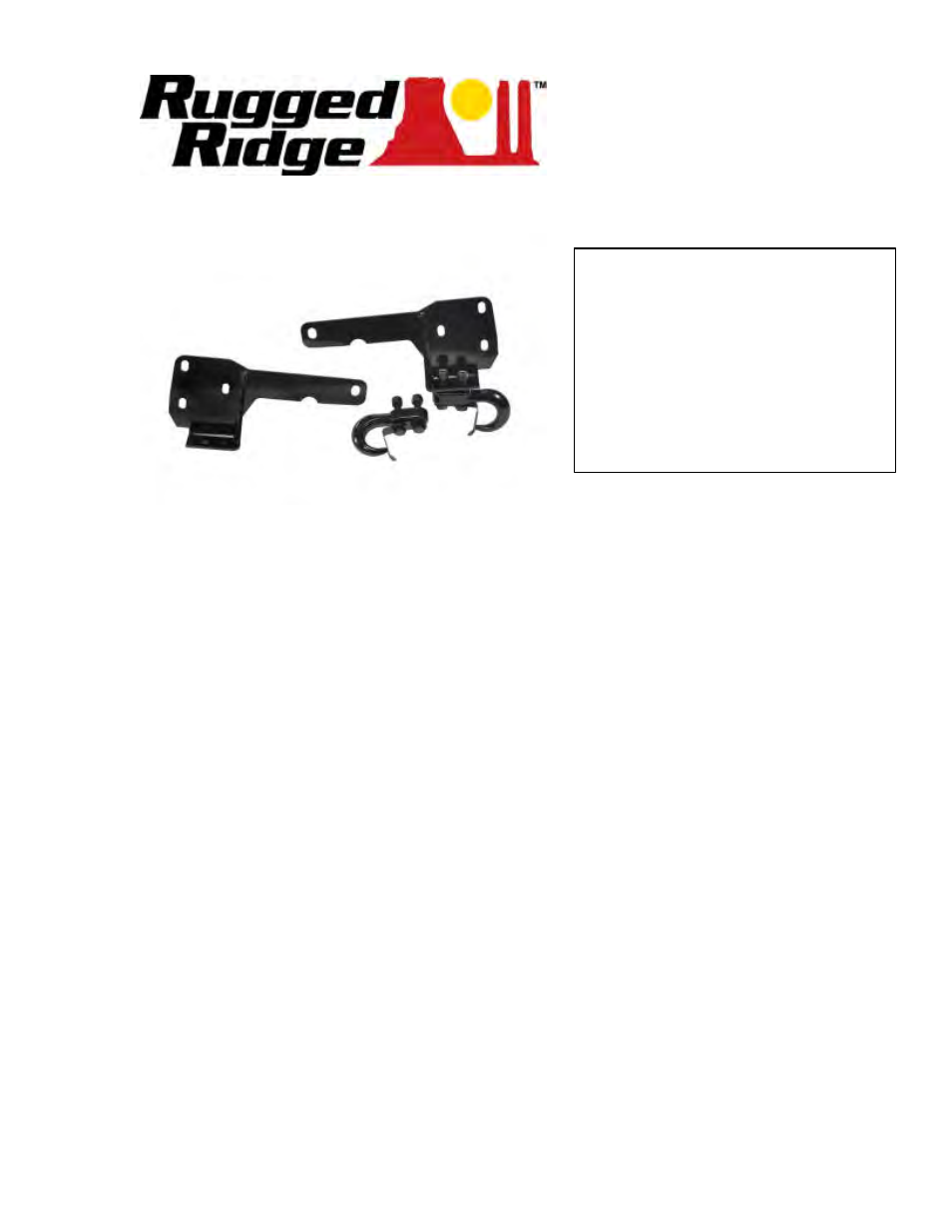 Rugged Ridge Tow Hooks & Frame Brackets, 84-01 Jeep Cherokee (XJ) User Manual | 1 page