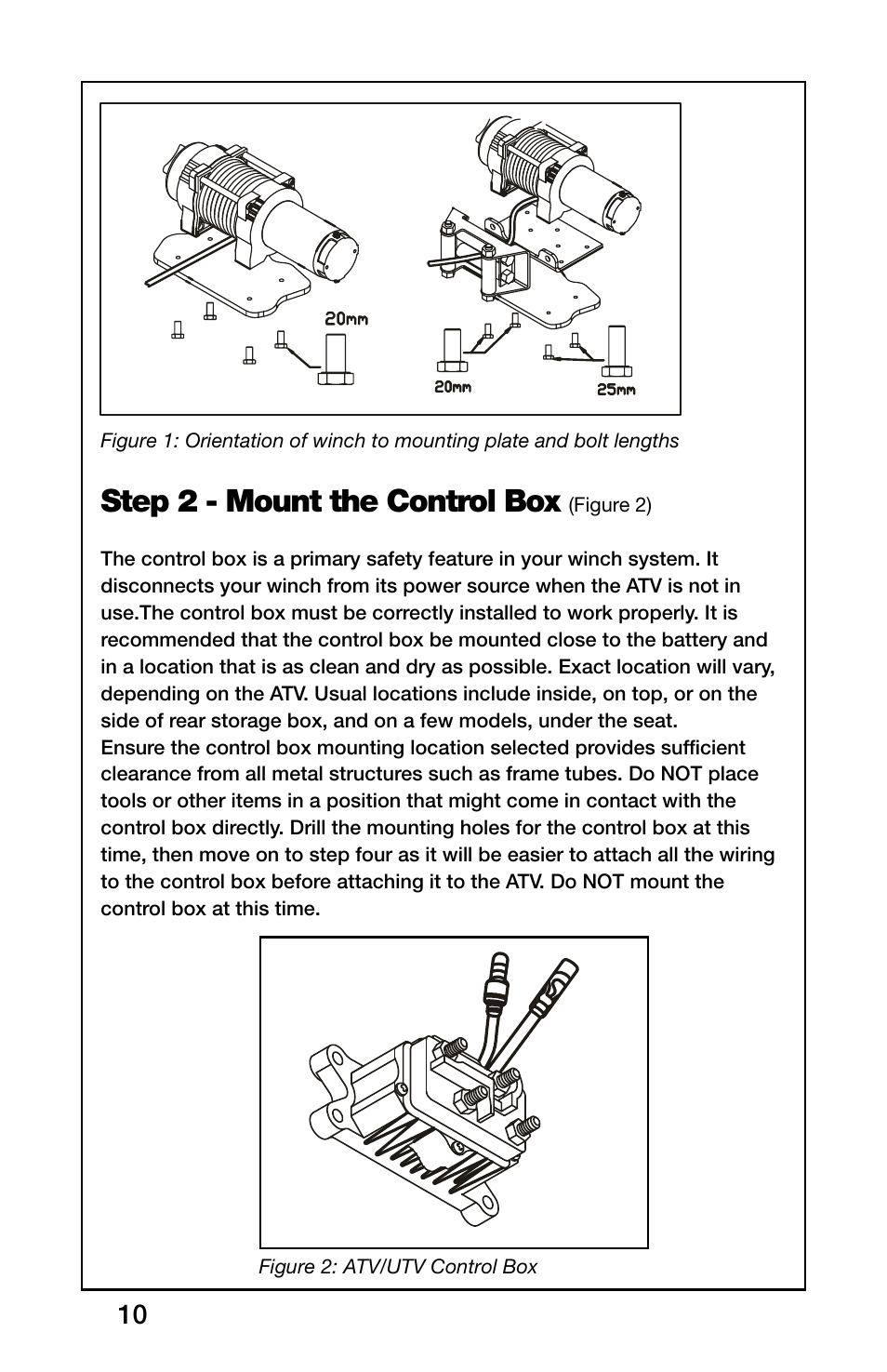 Step 2 - mount the control box | Rugged Ridge 3,000 Pound Heavy Duty Winch, ATV/UTV User Manual | Page 10 / 23