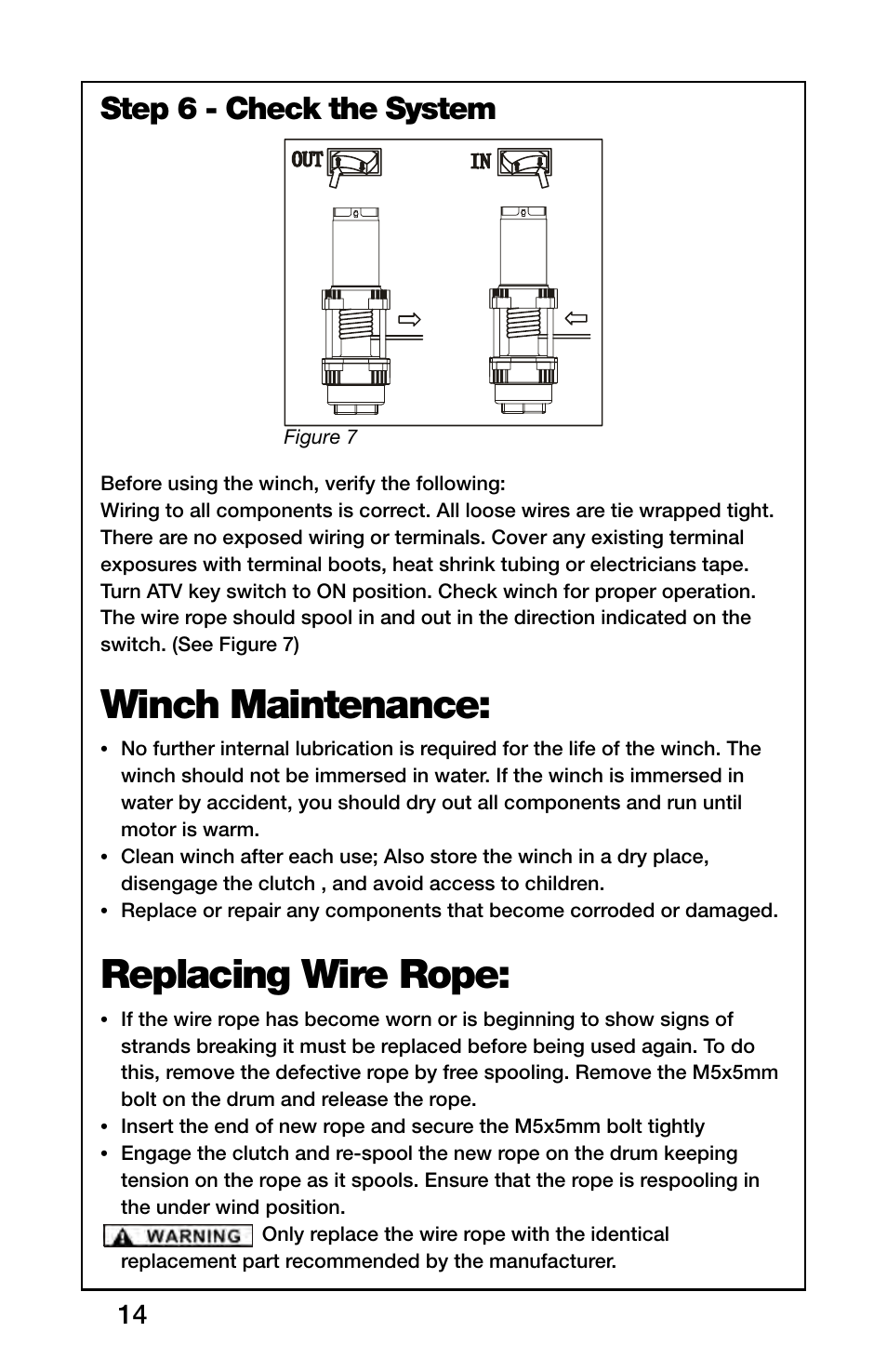 Winch maintenance: replacing wire rope, Step 6 - check the system | Rugged Ridge 3,000 Pound Heavy Duty Winch, ATV/UTV User Manual | Page 14 / 23