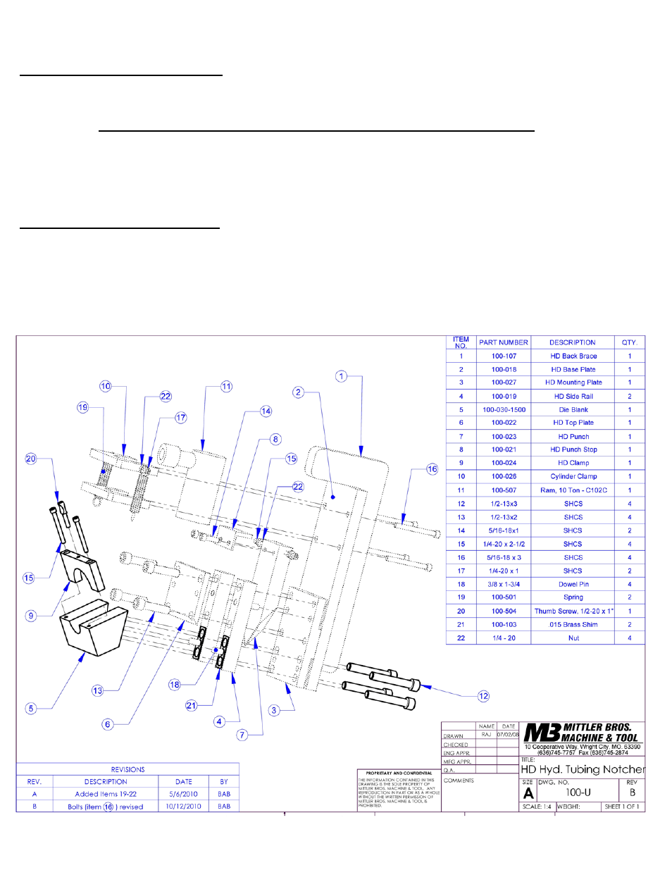 U heavy duty hydraulic tubing notcher set-up | Mittler Bros Machine & Tool 100-U User Manual | Page 6 / 10