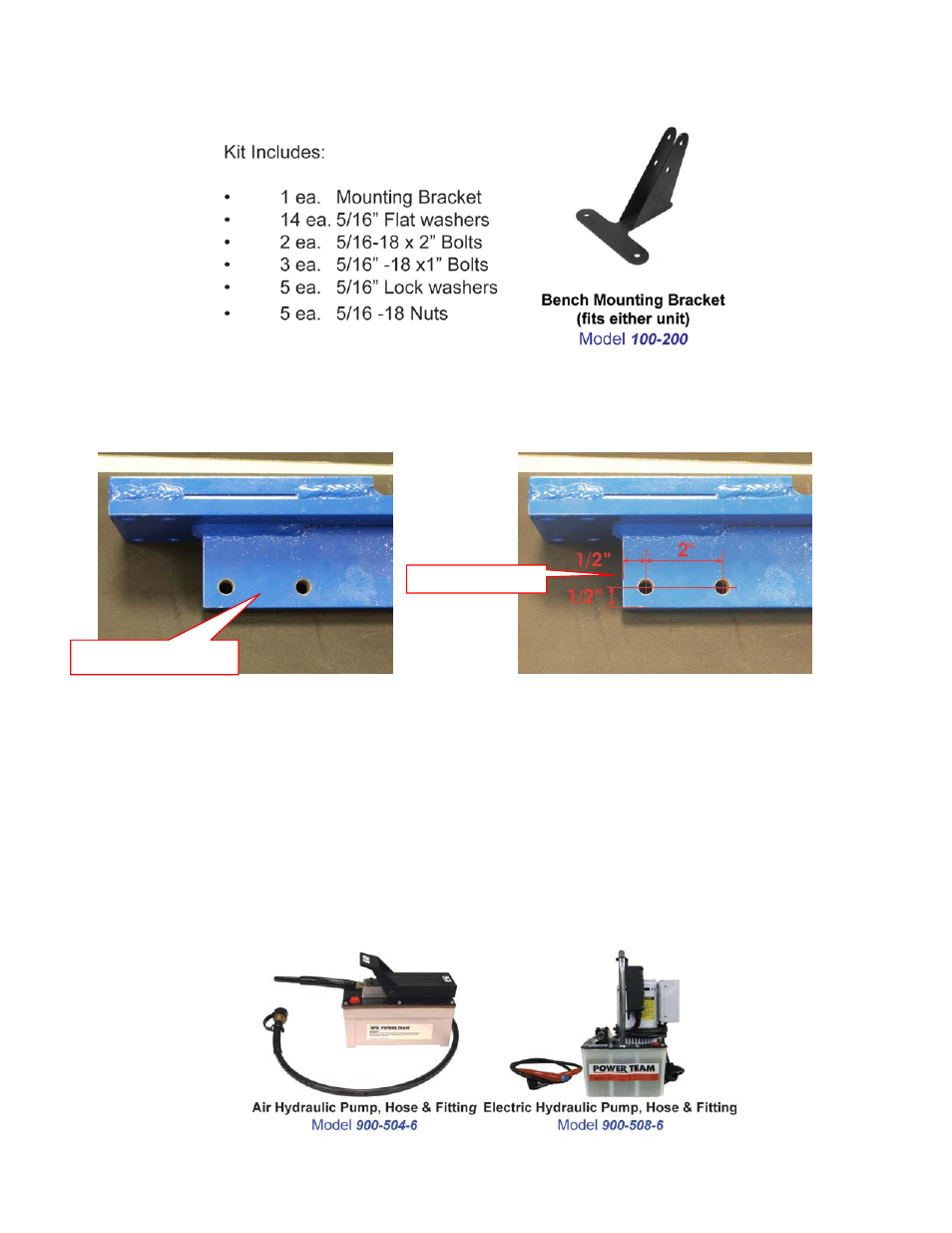 Optional parts, 200 hydraulic tubing notcher mount | Mittler Bros Machine & Tool 100-U User Manual | Page 9 / 10