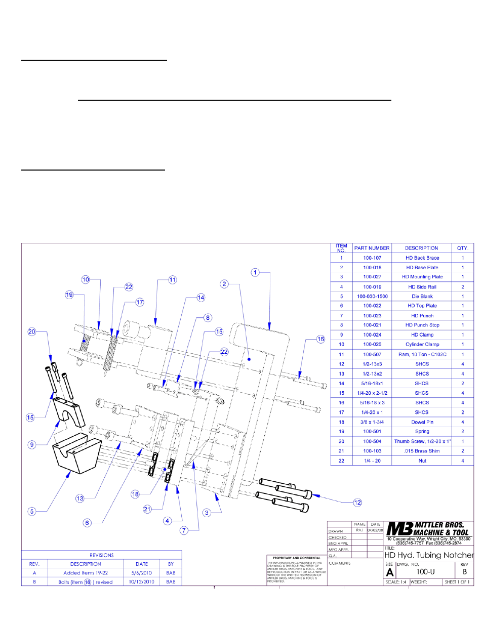 U heavy duty hydraulic tubing notcher set-up | Mittler Bros Machine & Tool 100-U User Manual | Page 4 / 4