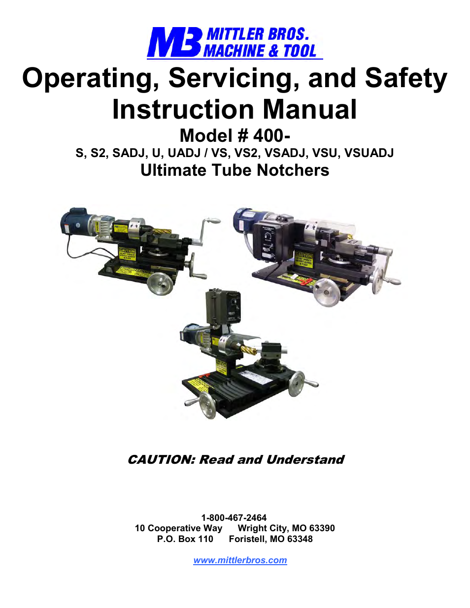 Mittler Bros Machine & Tool 400-VSUADJ User Manual | 38 pages