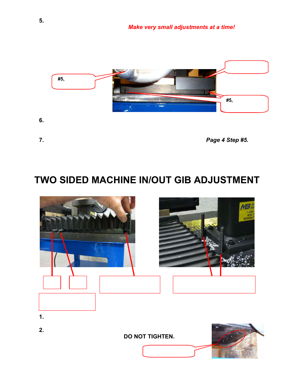 Two sided machine in/out gib adjustment | Mittler Bros Machine & Tool 400-VSUADJ User Manual | Page 13 / 38