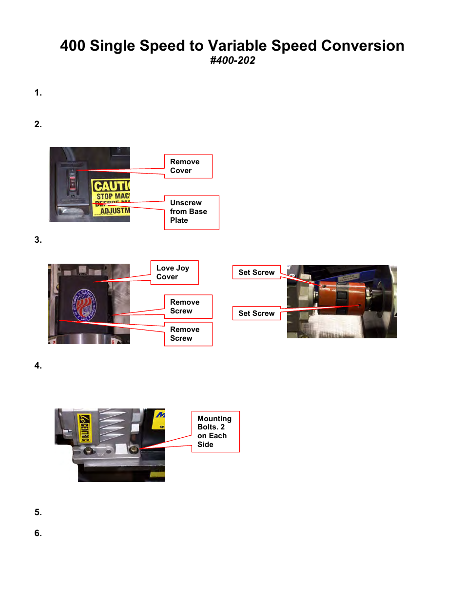 400 single speed to variable speed conversion | Mittler Bros Machine & Tool 400-VSUADJ User Manual | Page 19 / 38