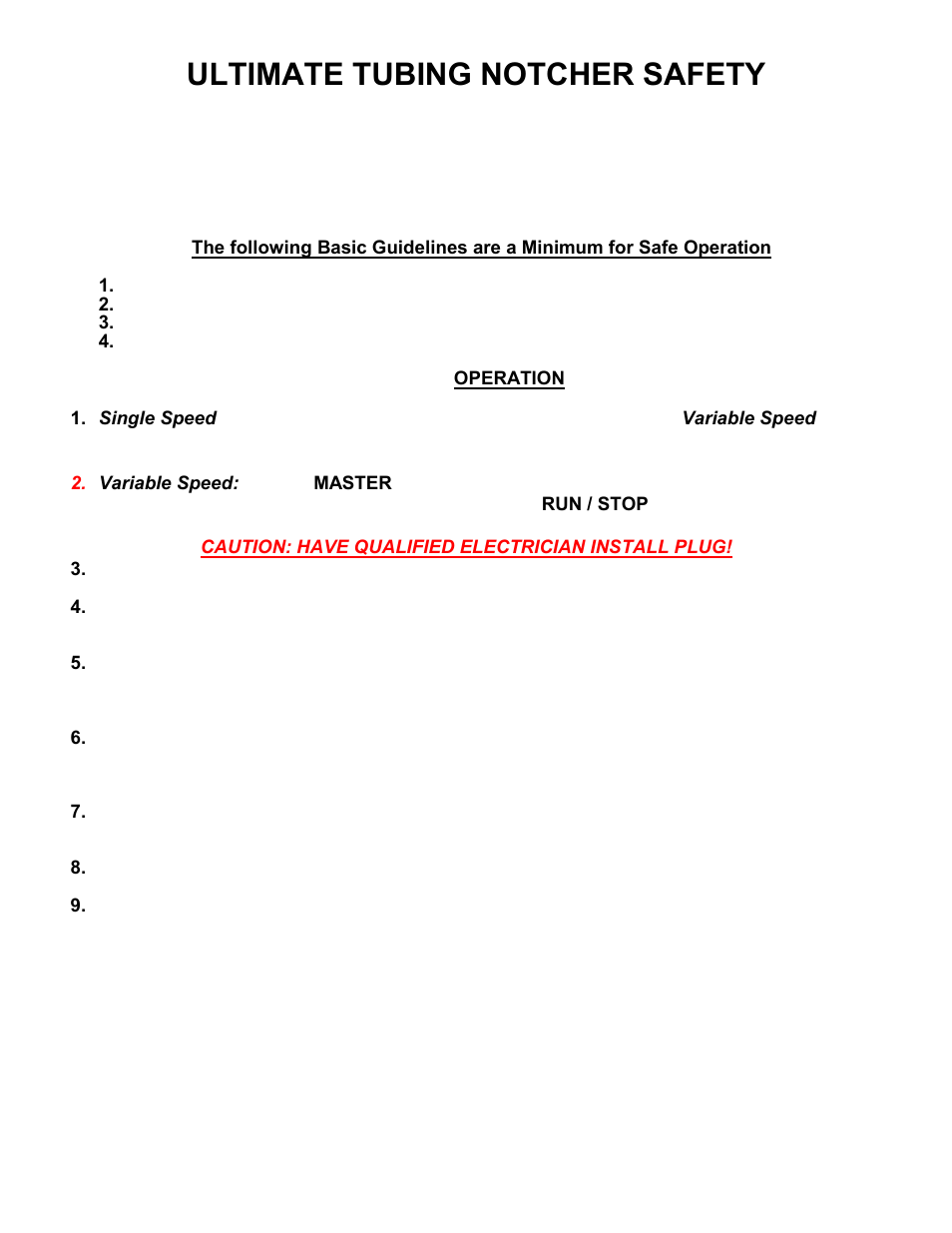 Ultimate tubing notcher safety | Mittler Bros Machine & Tool 400-VSUADJ User Manual | Page 5 / 38