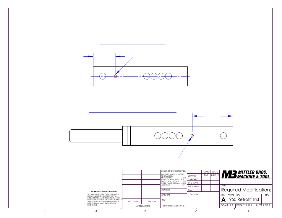 Required modifications, 950 retrofit inst | Mittler Bros Machine & Tool 950 Retrofit Inst User Manual | Page 2 / 2