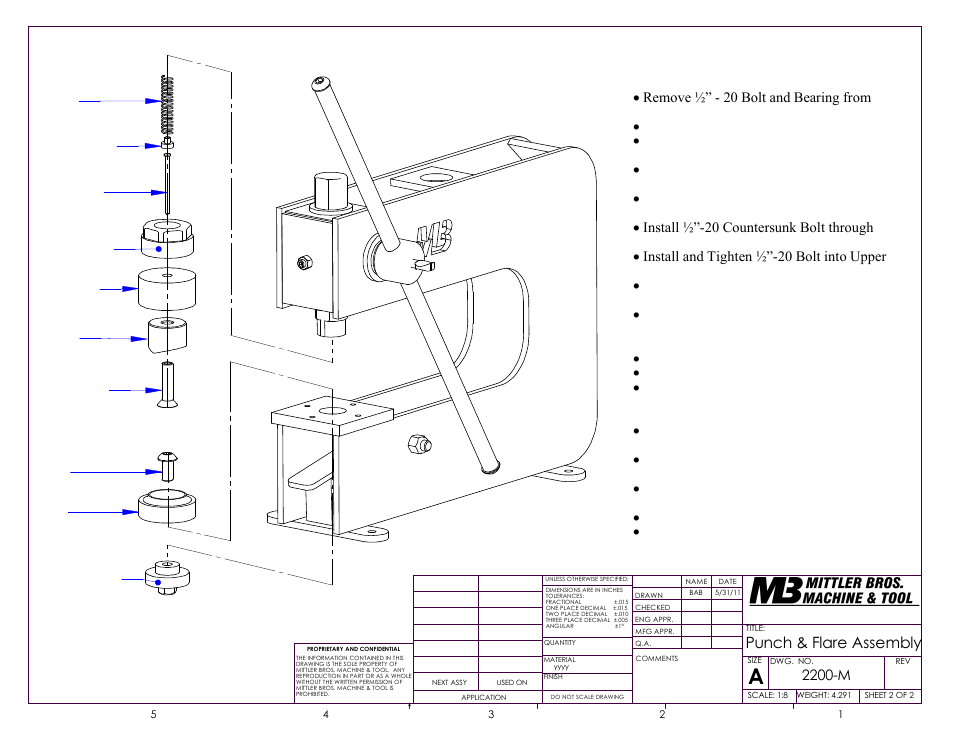 Punch & flare assembly | Mittler Bros Machine & Tool 2200-M User Manual | Page 2 / 2