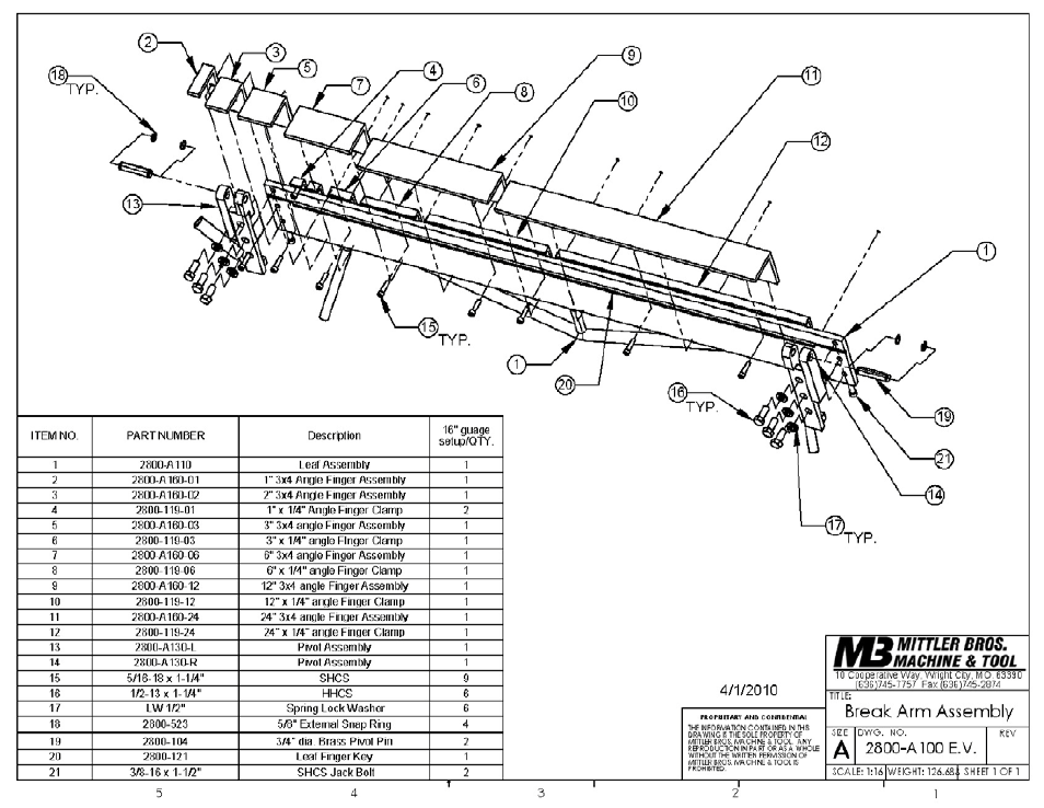 Mittler Bros Machine & Tool 2800 72” Ultimate Box & Pan Brake User Manual | Page 19 / 22