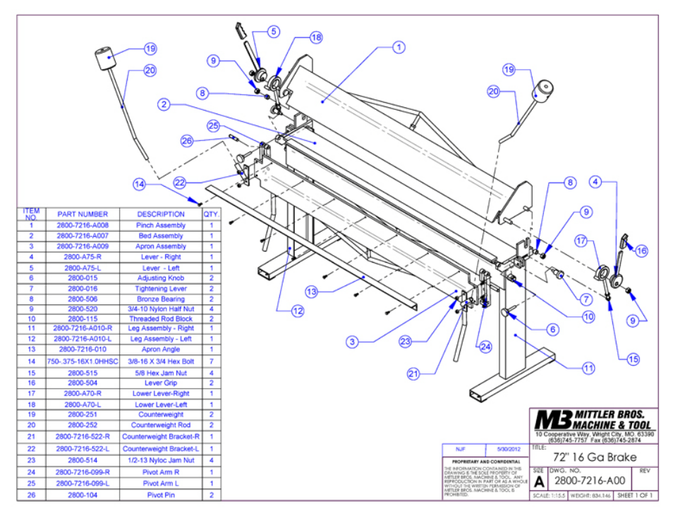 Mittler Bros Machine & Tool 2800 Straight Brake User Manual | Page 14 / 20