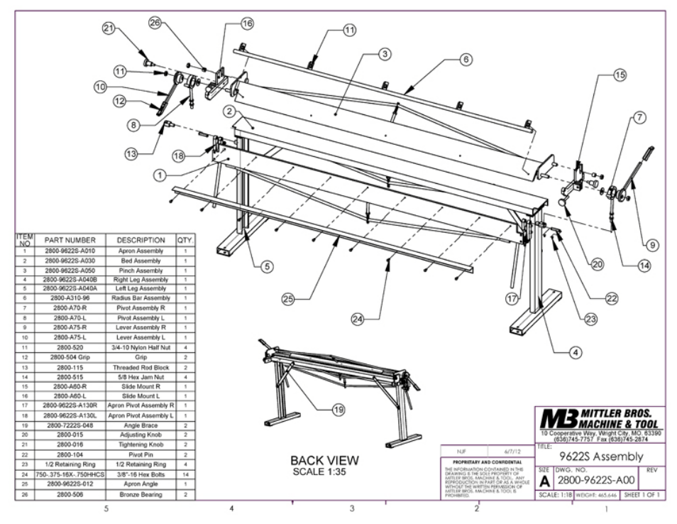 Mittler Bros Machine & Tool 2800 Straight Brake User Manual | Page 17 / 20