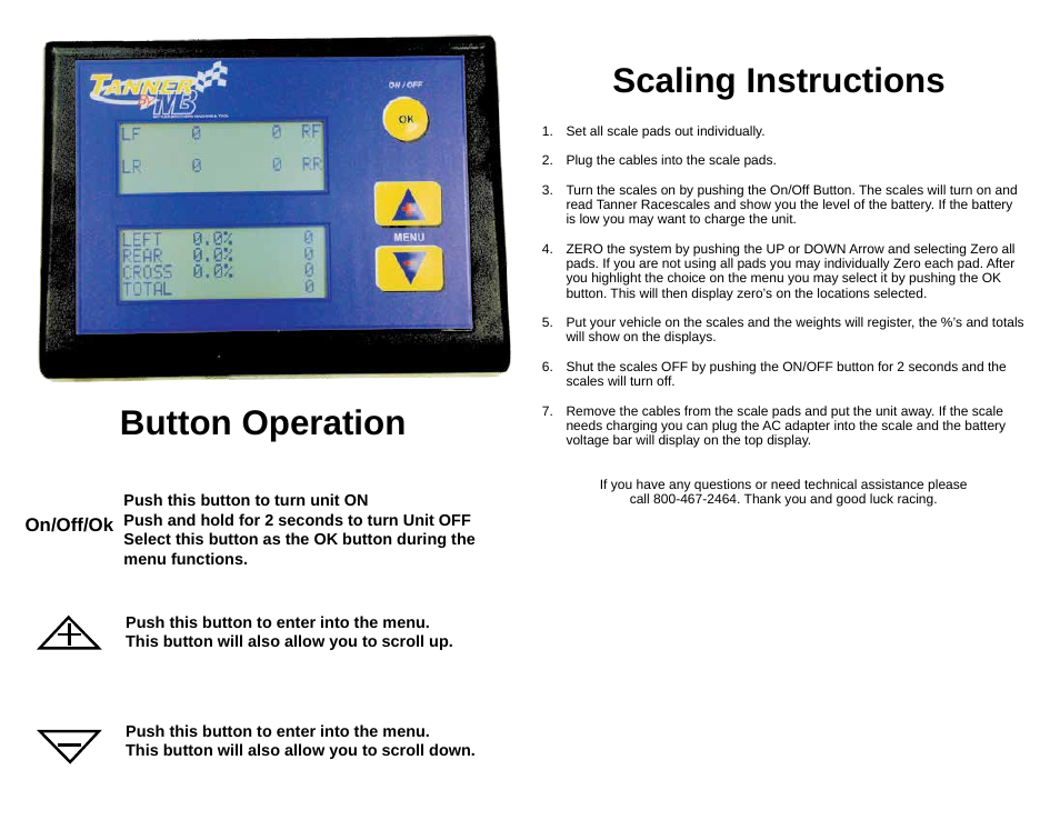 Button operation scaling instructions | Mittler Bros Machine & Tool 50210 User Manual | Page 2 / 2