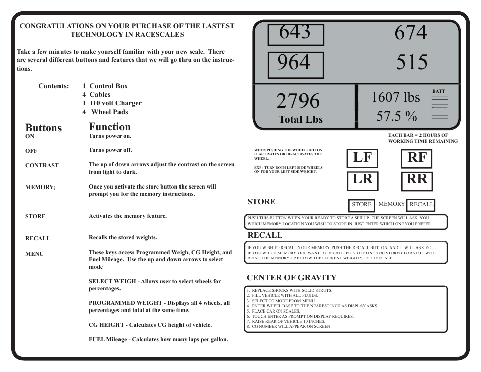 Total lbs, Buttons, Function | Mittler Bros Machine & Tool 50500-Old User Manual | Page 2 / 2