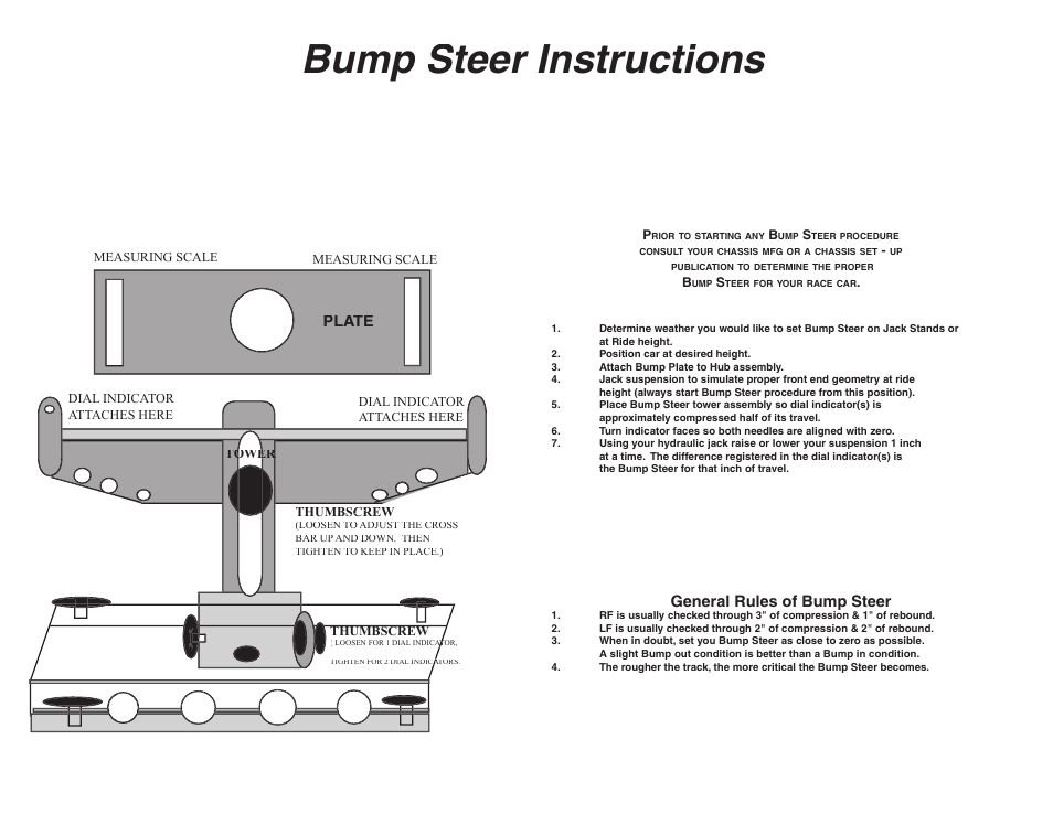 Mittler Bros Machine & Tool 56100 Bump Steer Guage User Manual | 1 page